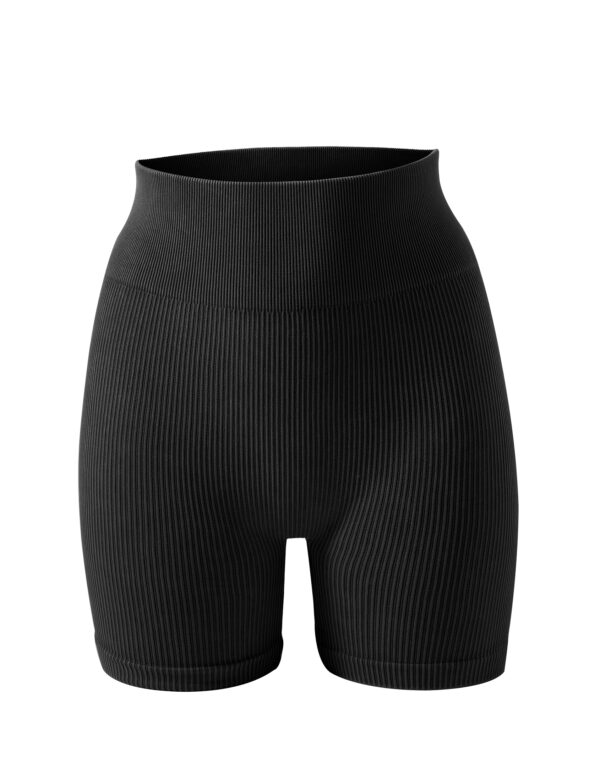Jet Black Ribbed Biker Shorts