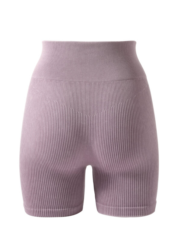 Mauve Ribbed Biker Shorts - 图片 3