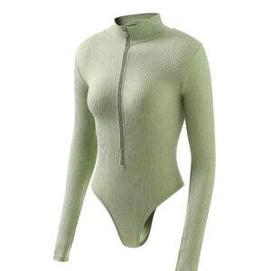 Ribbed Zip-Up Bodysuit