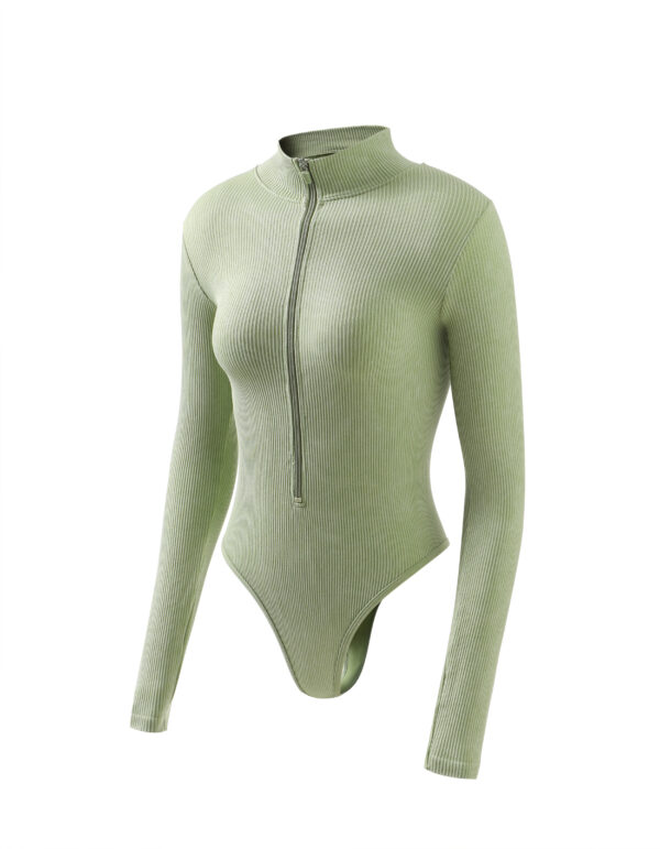 Ribbed Zip-Up Bodysuit